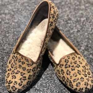UGG Leather & Sheepskin Leopard studded flats